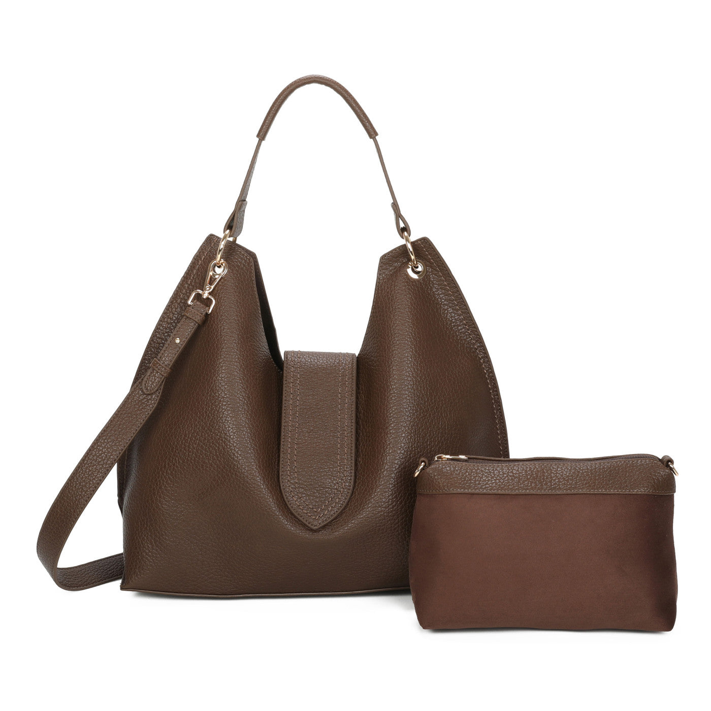 Bolso bandolera shopper cierre solapa camel efecto piel