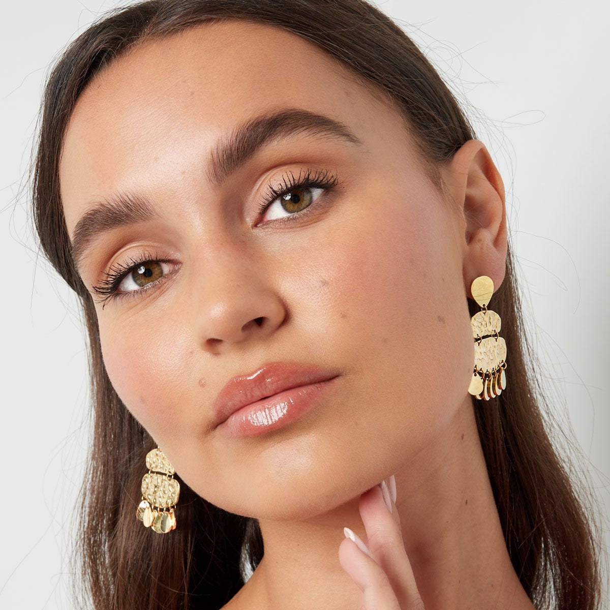 Boucles d'oreilles carrées châtaignes