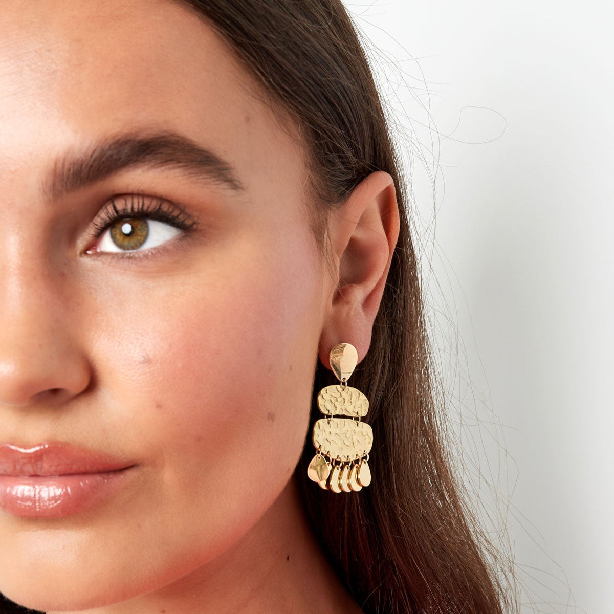 Boucles d'oreilles carrées châtaignes