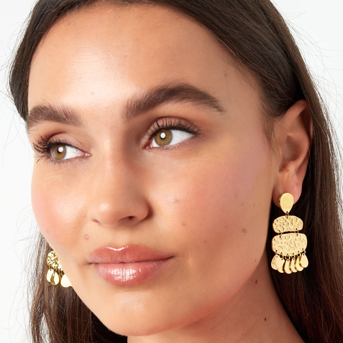 Boucles d'oreilles carrées châtaignes