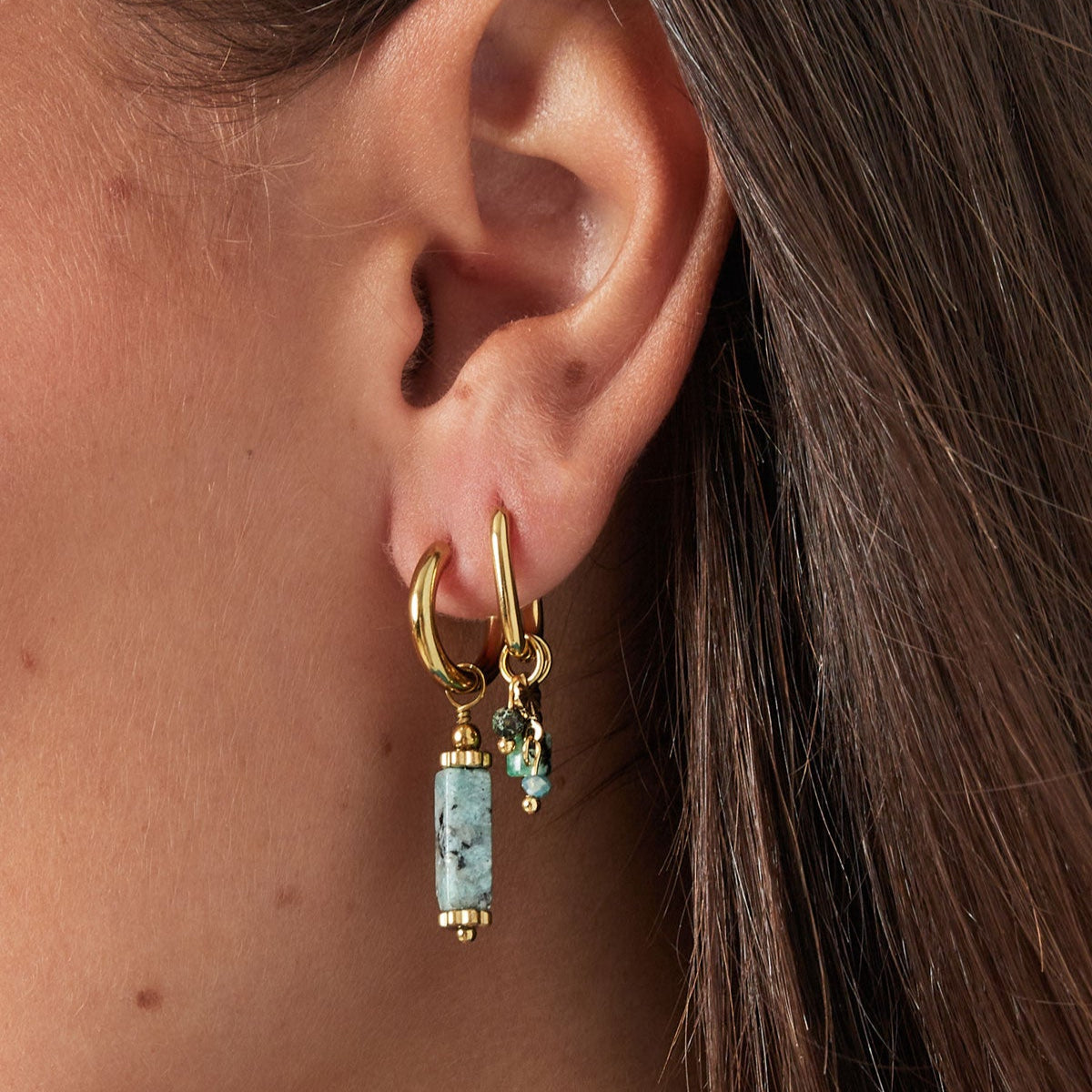 Chestnut square earrings