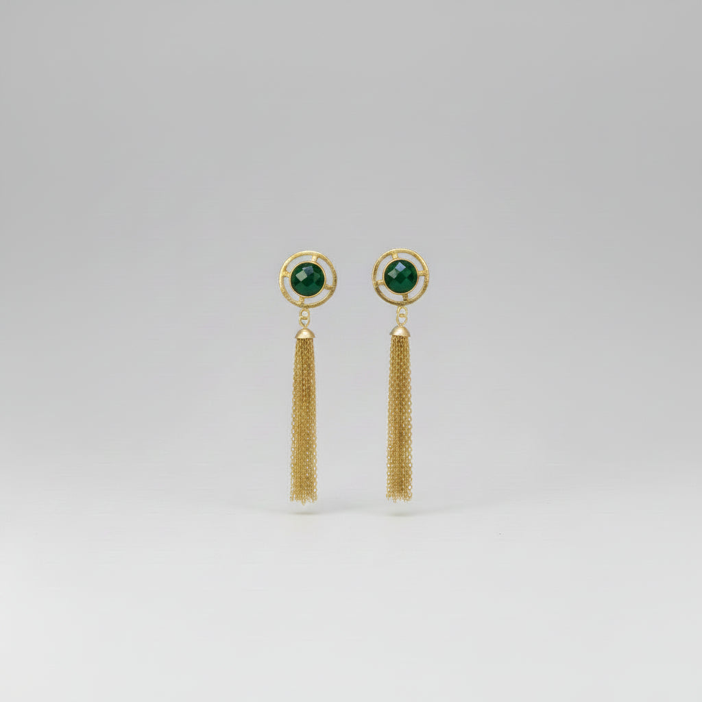Pendientes de latón en acabado oro con piedra natural y cadenas colgantes - Moments by You