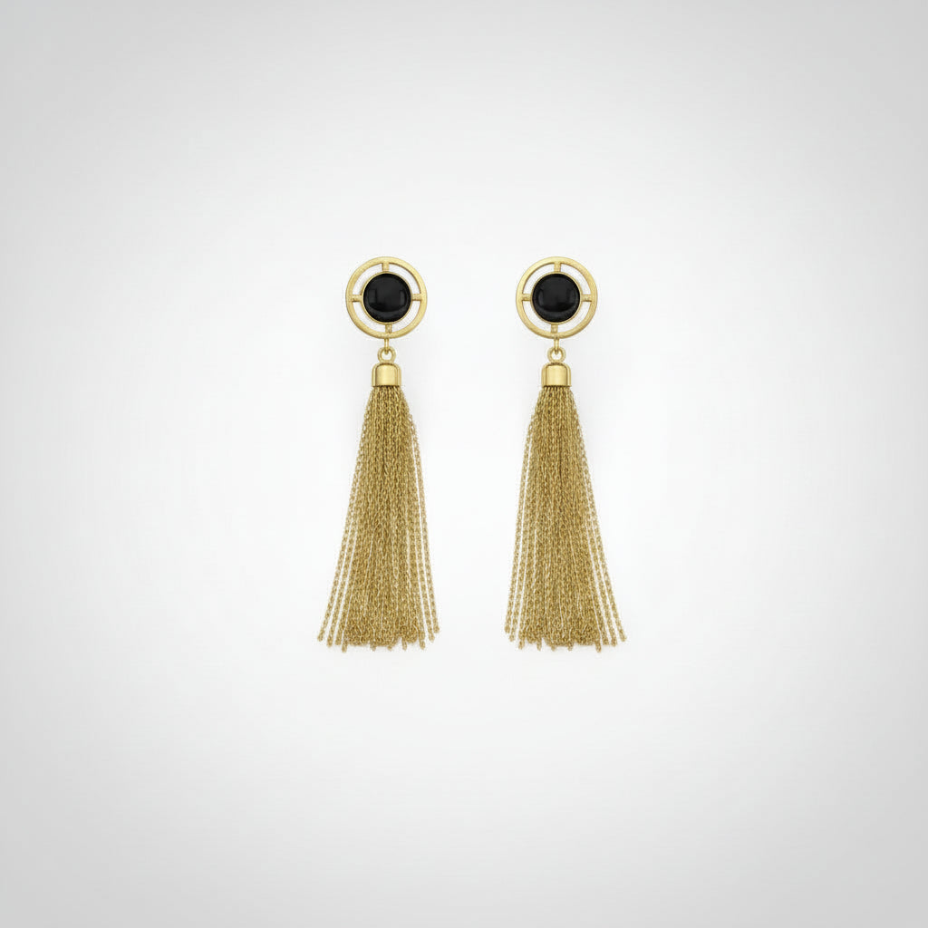 Pendientes de latón en acabado oro con piedra natural y cadenas colgantes - Moments by You