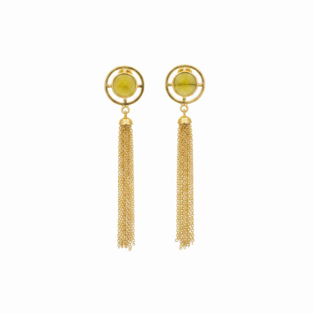 Pendientes de latón en acabado oro con piedra natural y cadenas colgantes - Moments by You