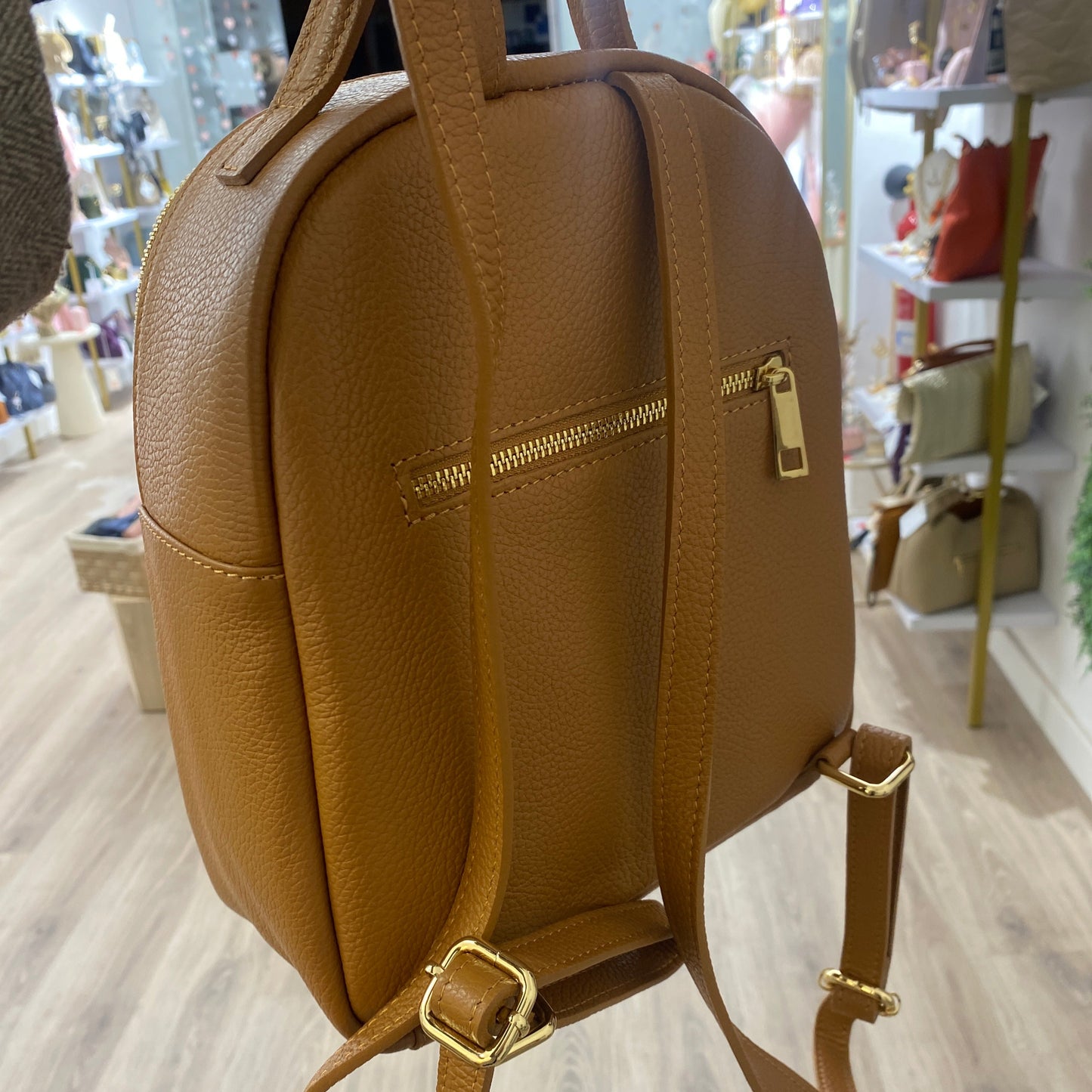 Sac camel lisse - 100% cuir