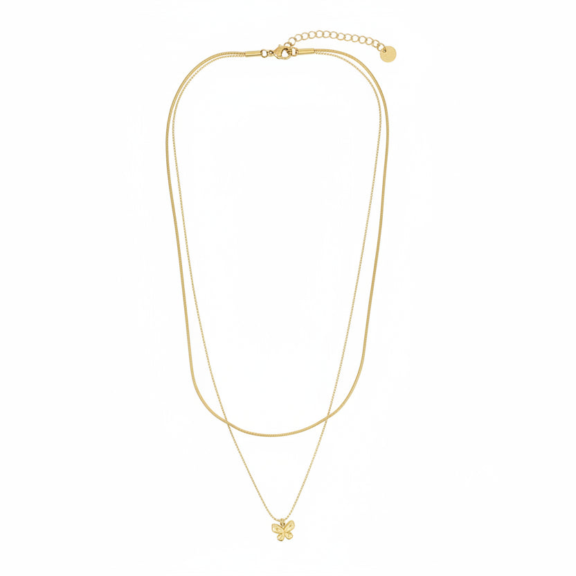 Collar acero con doble cadena y dijes con diferentes formas - Moments by You