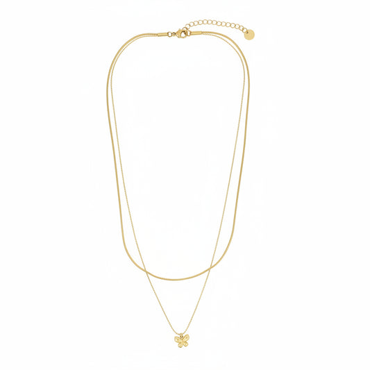 Collar acero con doble cadena y dijes con diferentes formas - Moments by You