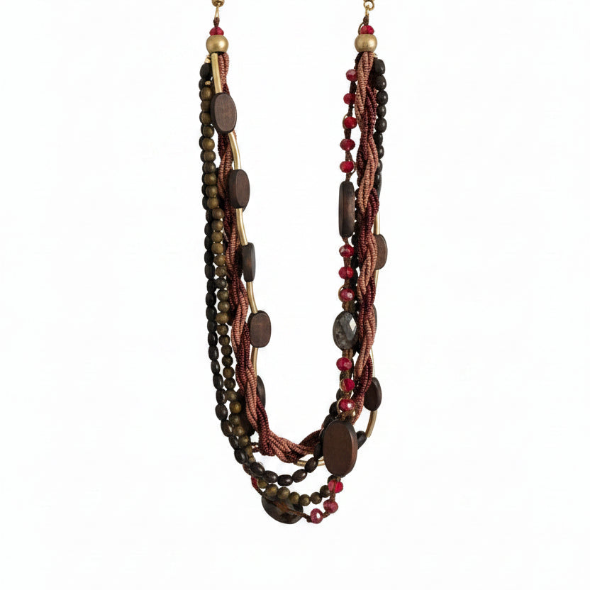 Collar con cuentas de madera con distintos acabados - Moments by You