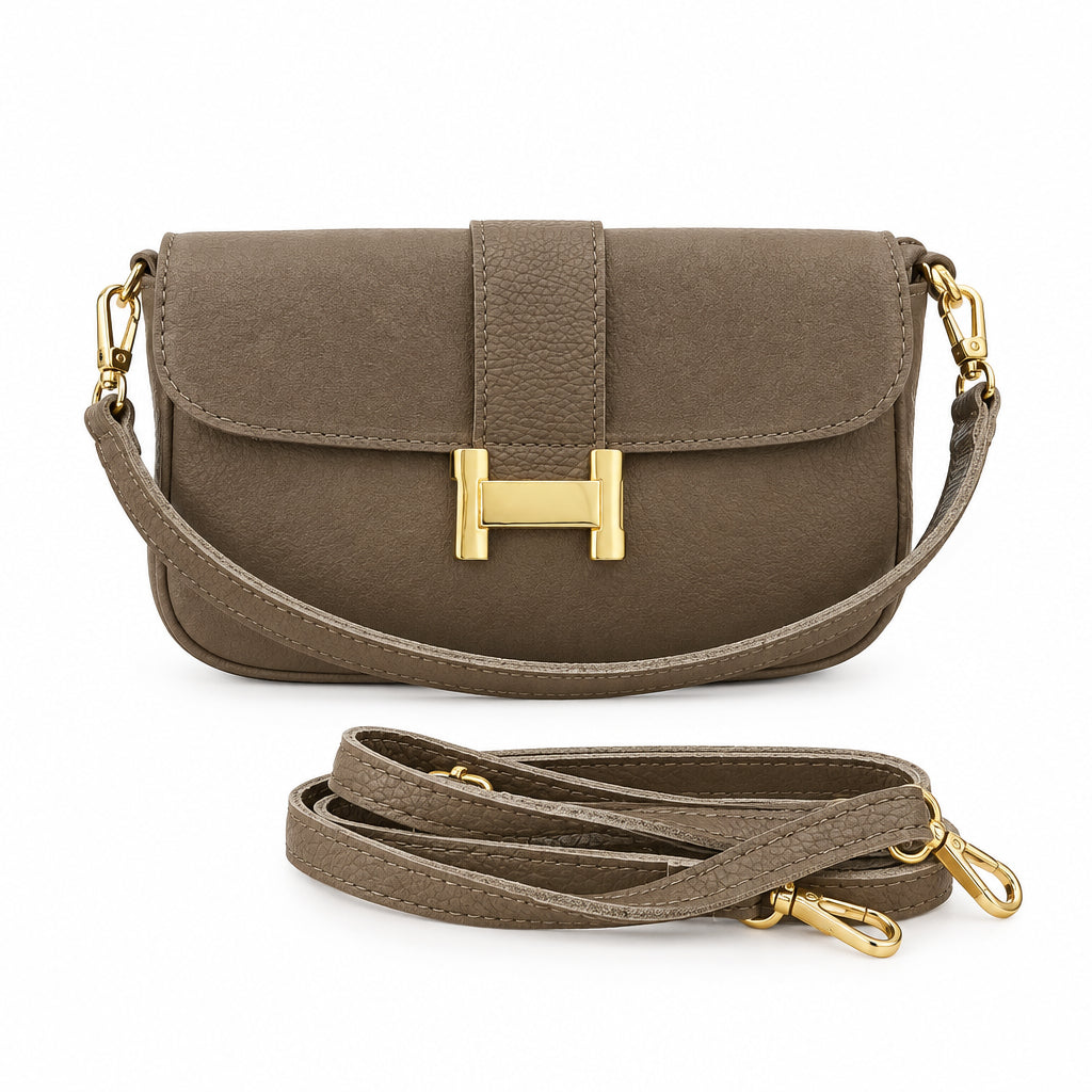 Bolso piel 100% auténtica combinado y cierre dorado