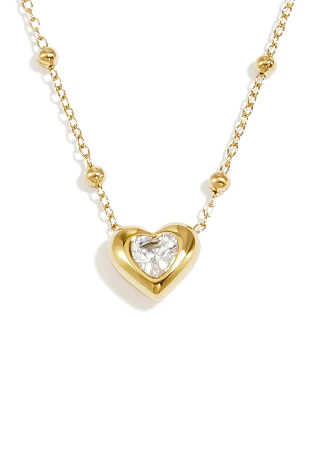 Collar de acero con dije de corazón con circonita en acabado oro - Moments by You