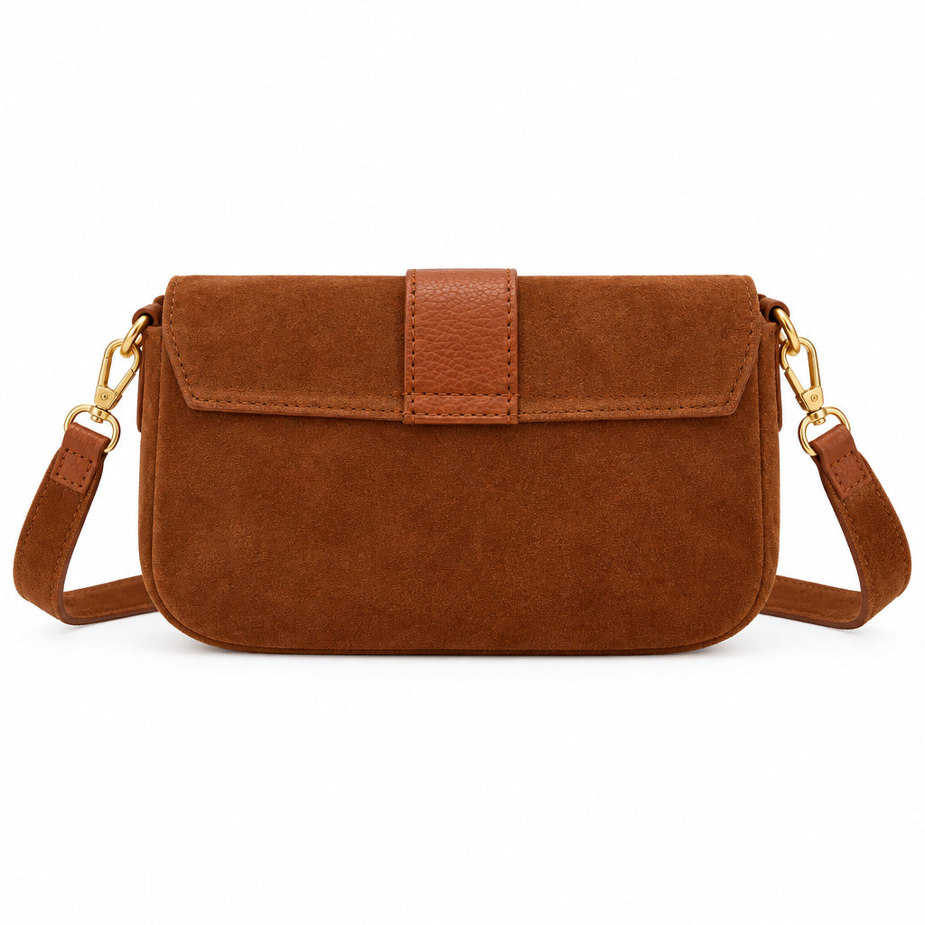 Bolso piel 100% auténtica combinado y cierre dorado