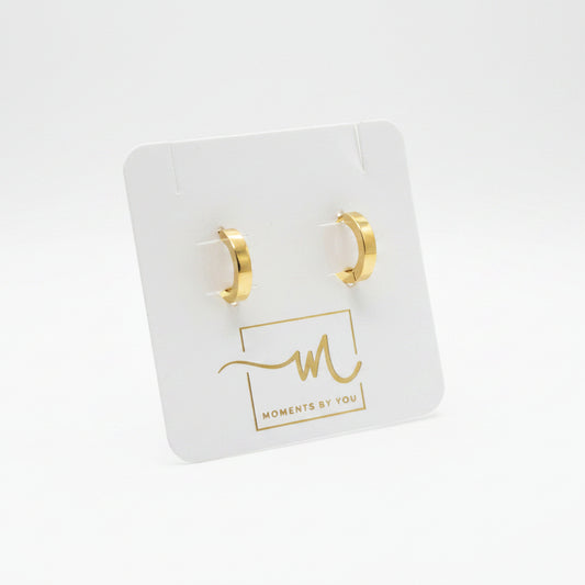 Pendientes cortos de acero inoxidable de tipo aro pequeño y grueso con diseño liso - Moments by You