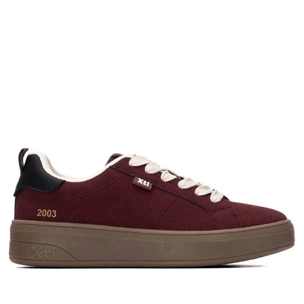 Zapatillas deportivas mujer en burdeos con plataforma