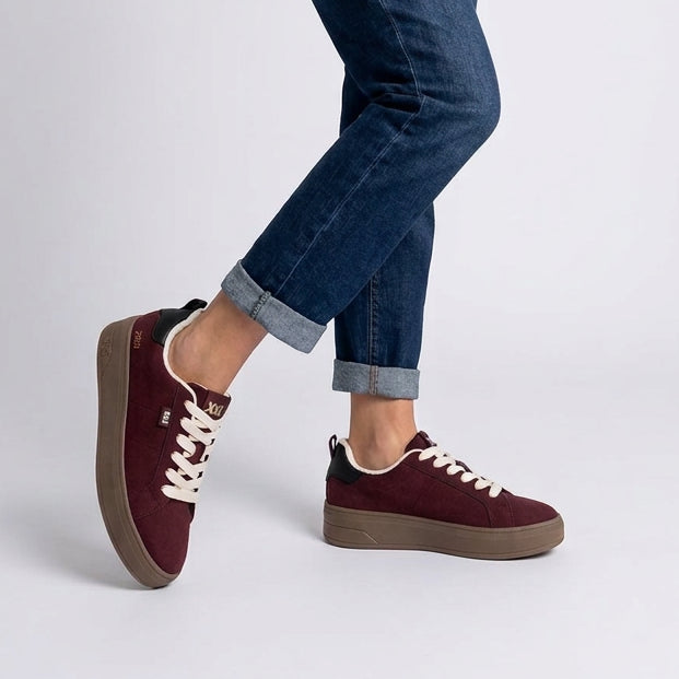 Zapatillas deportivas mujer en burdeos con plataforma