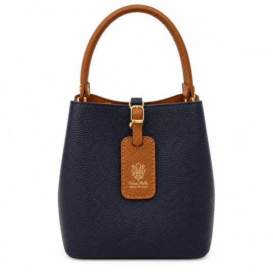 Bolso bucket piel 100% auténtica en colores combinados - Moments by You