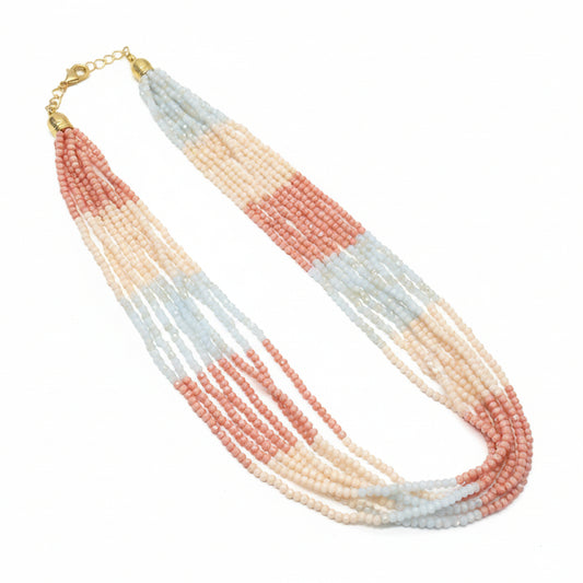 Collar de tiras con cristales en varios tonalidades de salmón, rosa claro y blanco - Moments by You