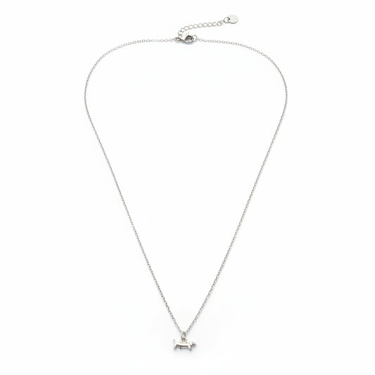 Collar de acero con dije pequeño de perro salchicha acabado plata - Moments by You