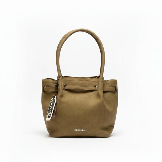 Bolso tipo shooper piel melocotón con asas largas color marrón - Moments by You