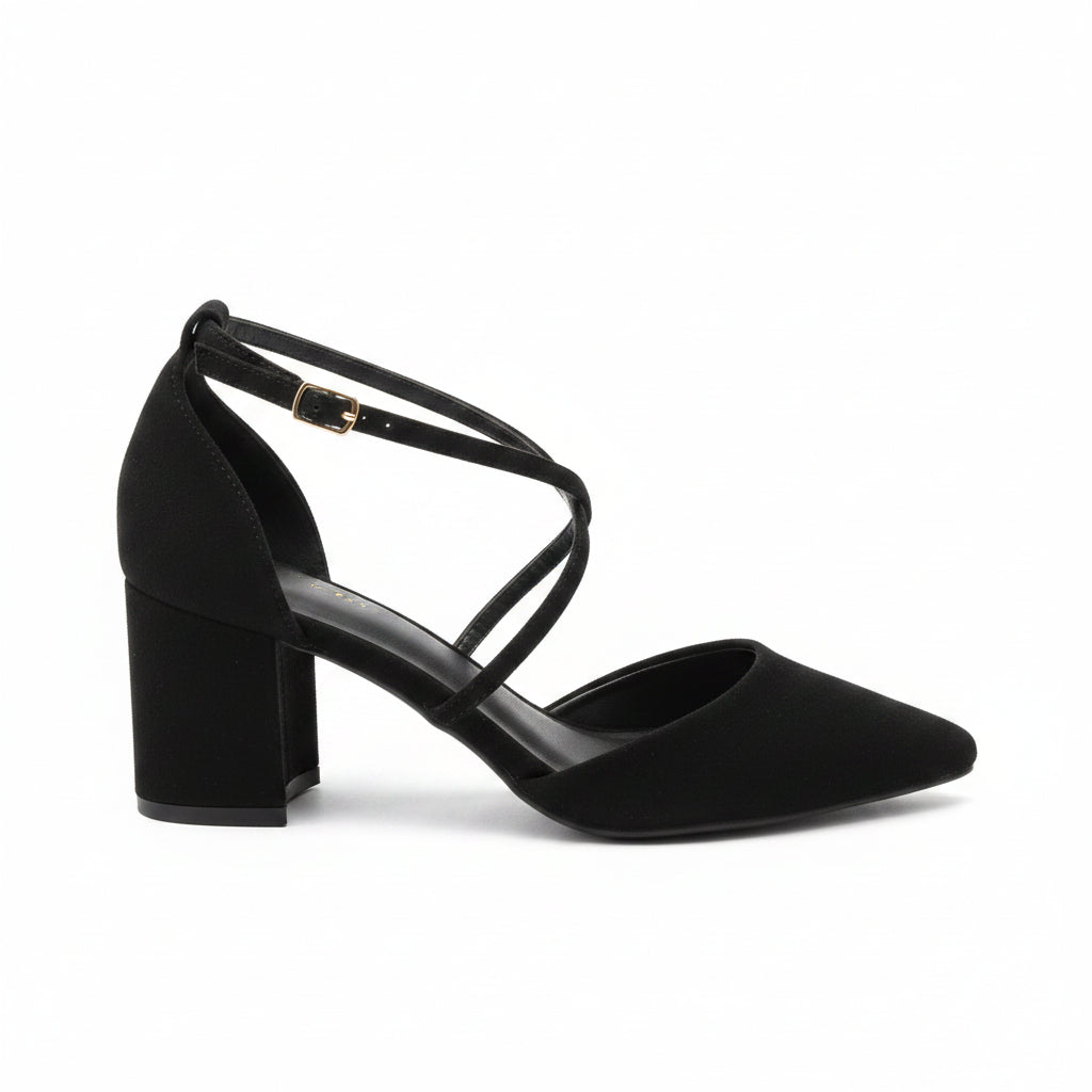Zapatos de salón de mujer cerrados con pulsera al tobillo negro