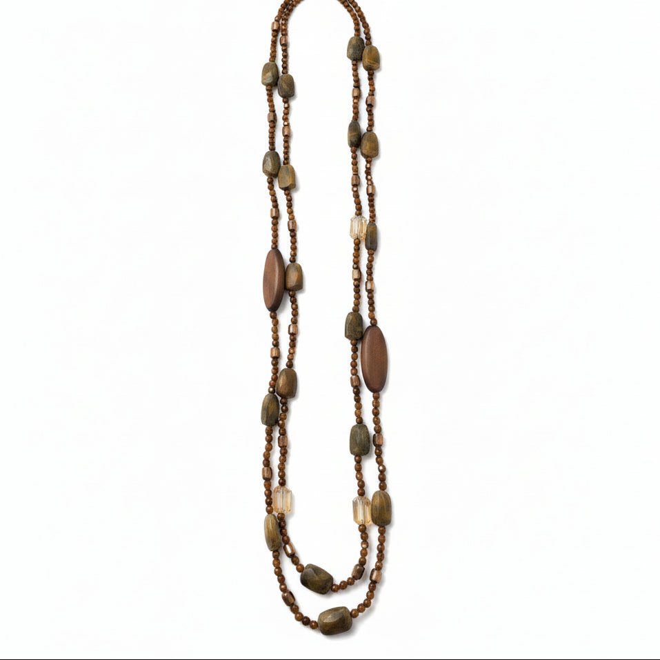 Collar largo doble tira con cuentas irregulares y traslucidas en varios colores - Moments by You