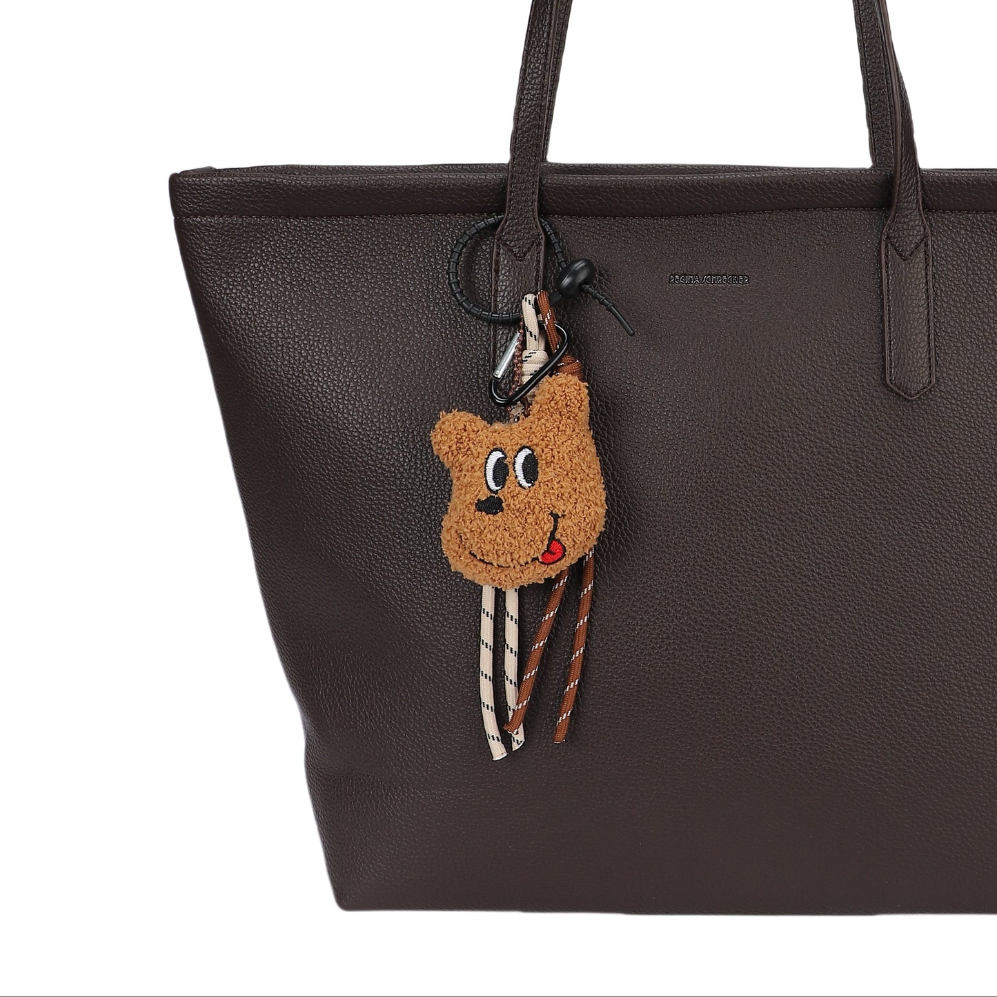 Bolso tipo shopper  con un llavero de osito incorporado color marrón chocolate - mbyou