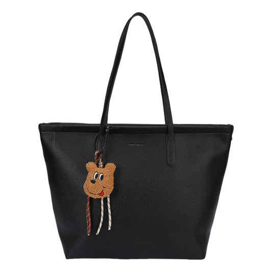 Bolso tipo shopper con un llavero de osito incorporado color negro - mbyou