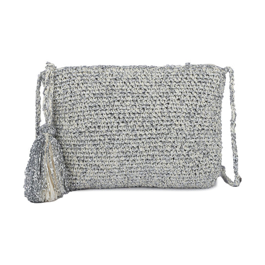 Bolso de mano o bandolera tejido brillante y detalle de borla en el cierre - Moments by You