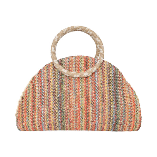 Bolso de fibra tipo rafia con asas circulares y colores variados - Moments by You