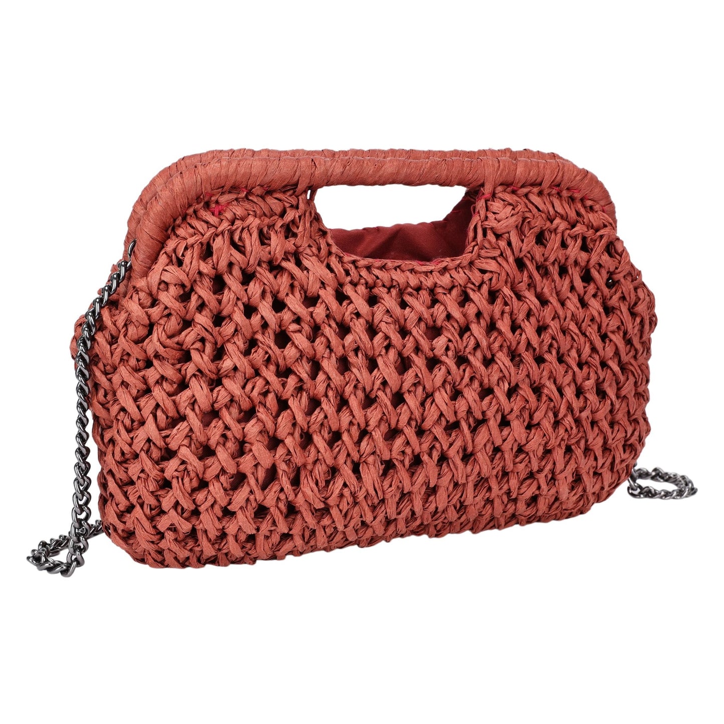 Bolso de mano y bandolera trenzado en color caldero oscuro