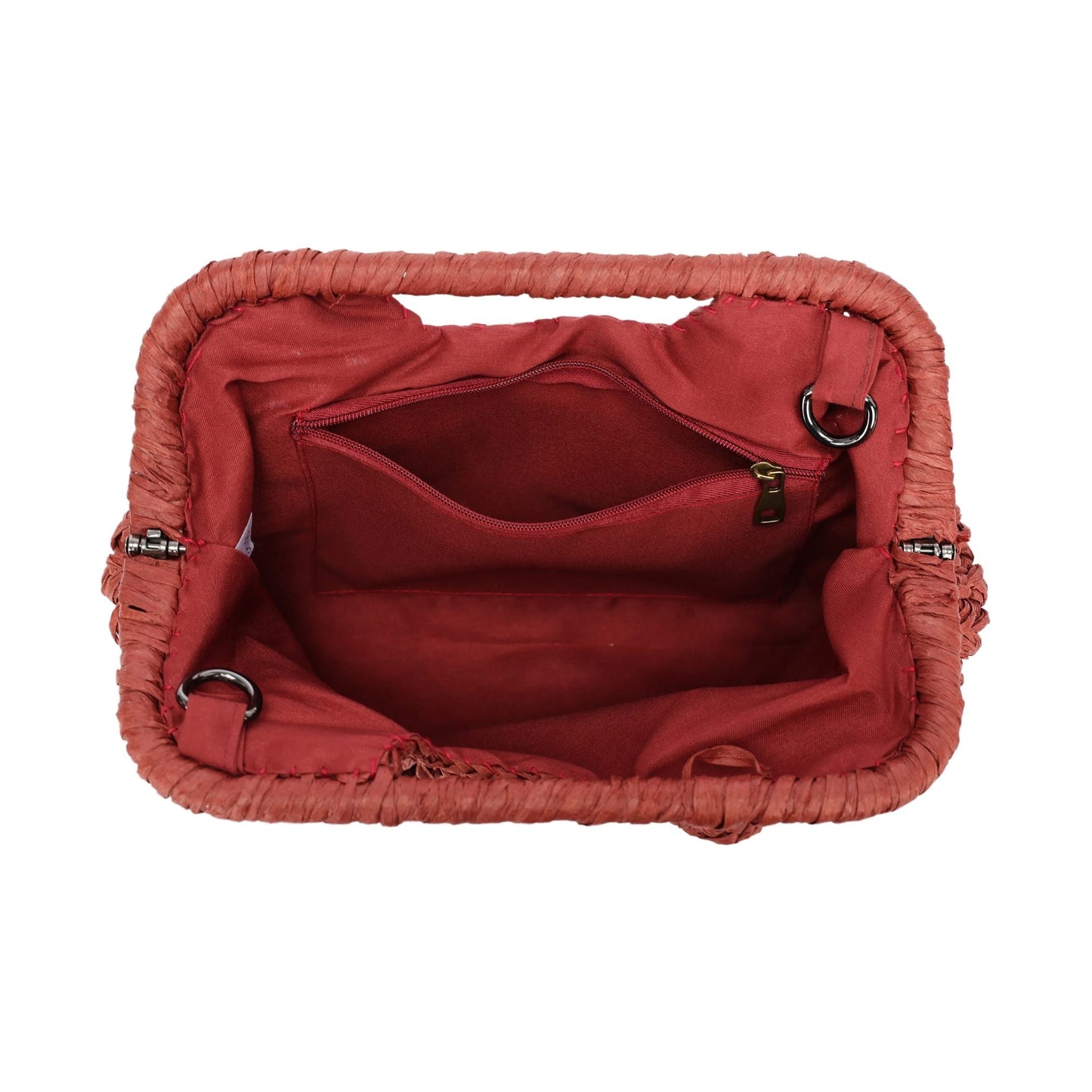 Bolso de mano y bandolera trenzado en color caldero oscuro