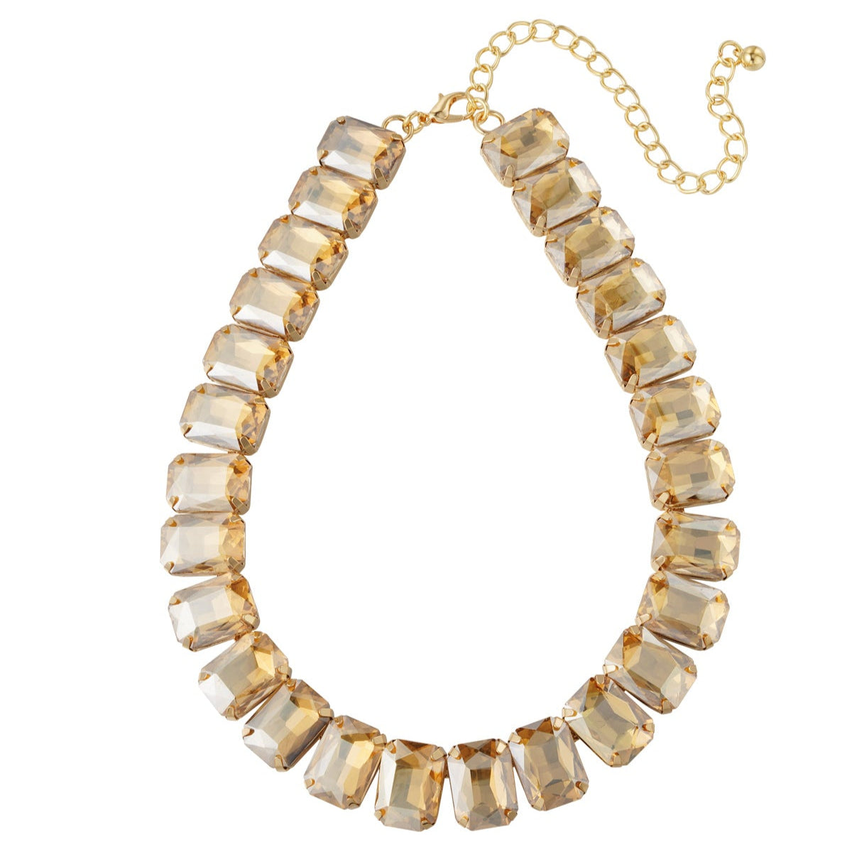 Collar de fiesta con cristales grandes color champagne