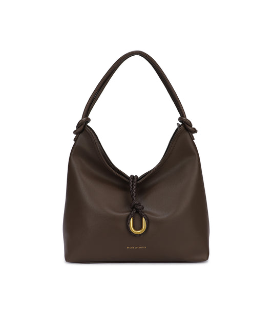 Bolso tipo shopper efecto piel con cierre trenzado color marrón chocolate- mbyou