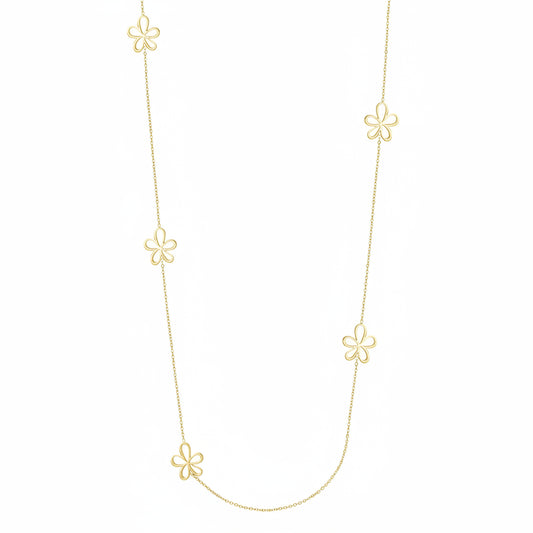 Collar largo de acero diseño flores en acabado oro - Moments by You