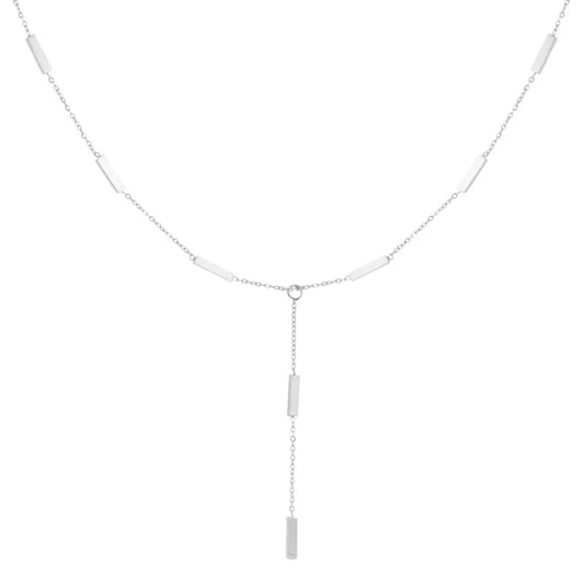 Collar de acero tipo corbata con rectángulos acabado plata - Moments by You