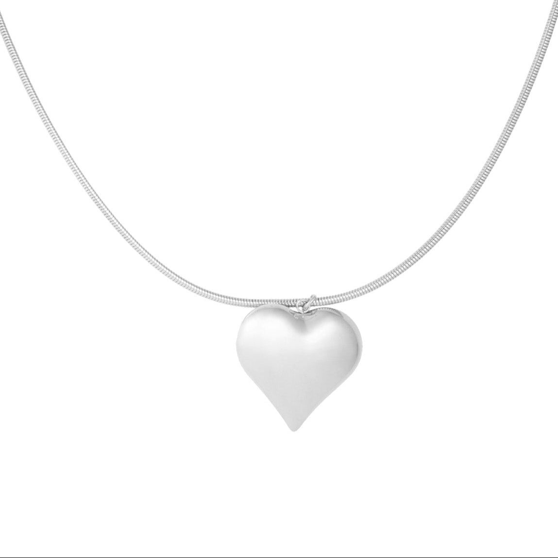 Silver engraved heart necklace