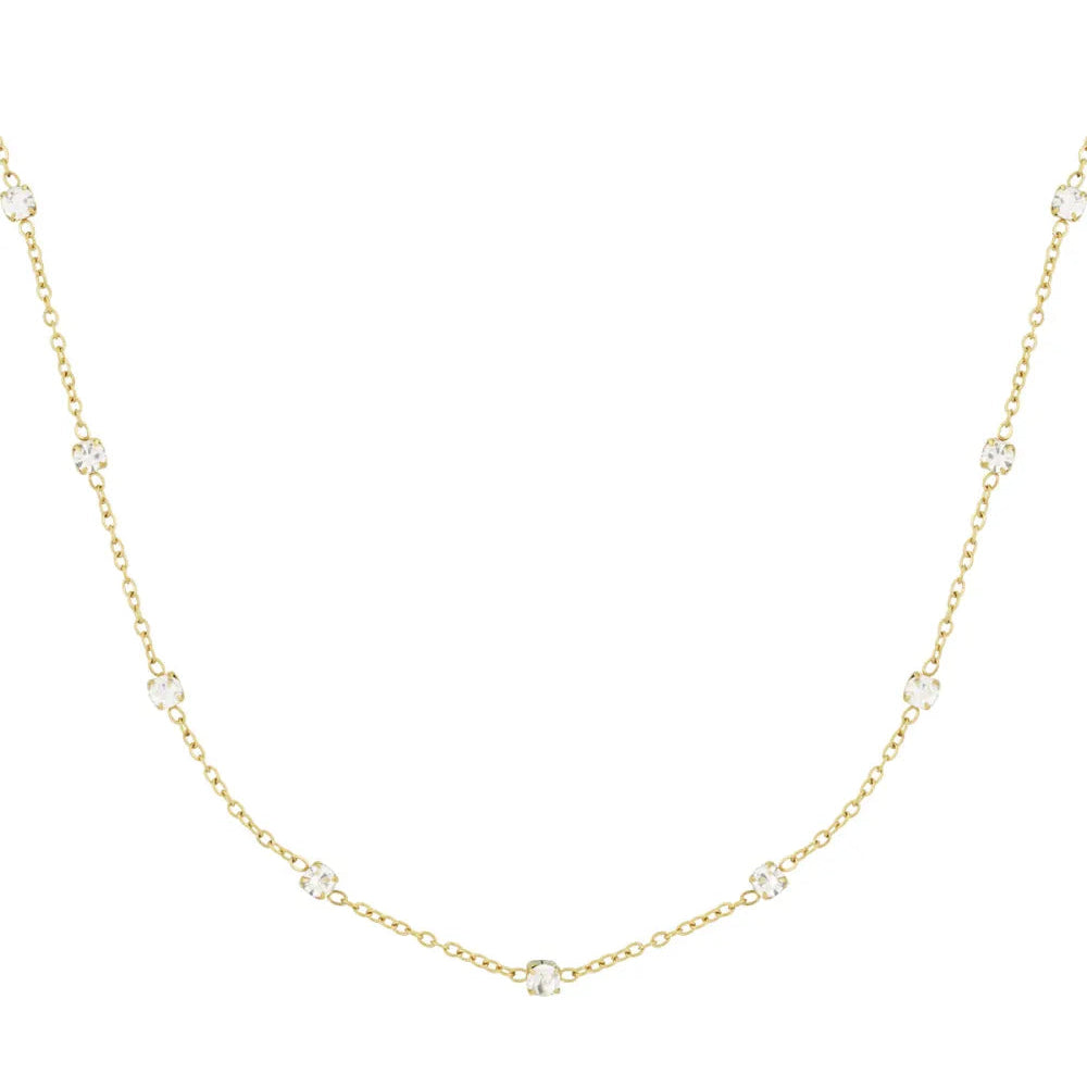Collar de acero con circonitas blancas pequeñas