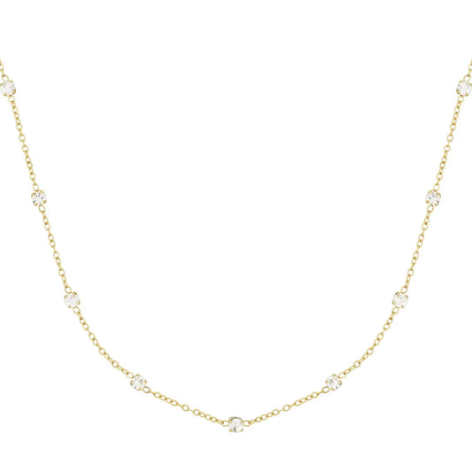 Collar de acero con circonitas blancas pequeñas - Moments by You
