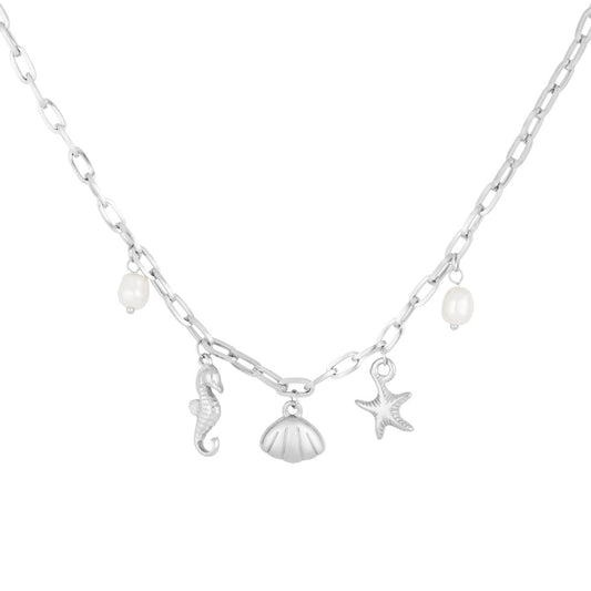 Collier acier argent zircone