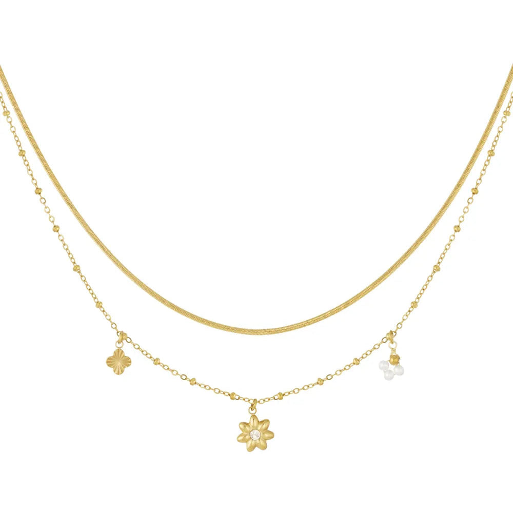 Collar de acero doble con dijes de estrellas con circonitas en varios acabados - Moments by You