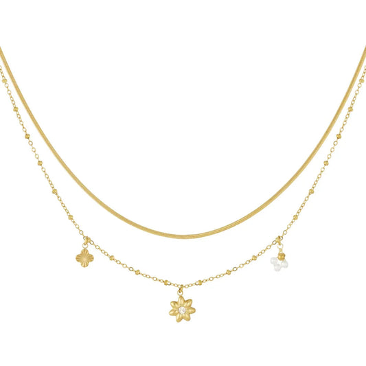 Collar de acero doble con dijes de estrellas con circonitas en varios acabados - Moments by You