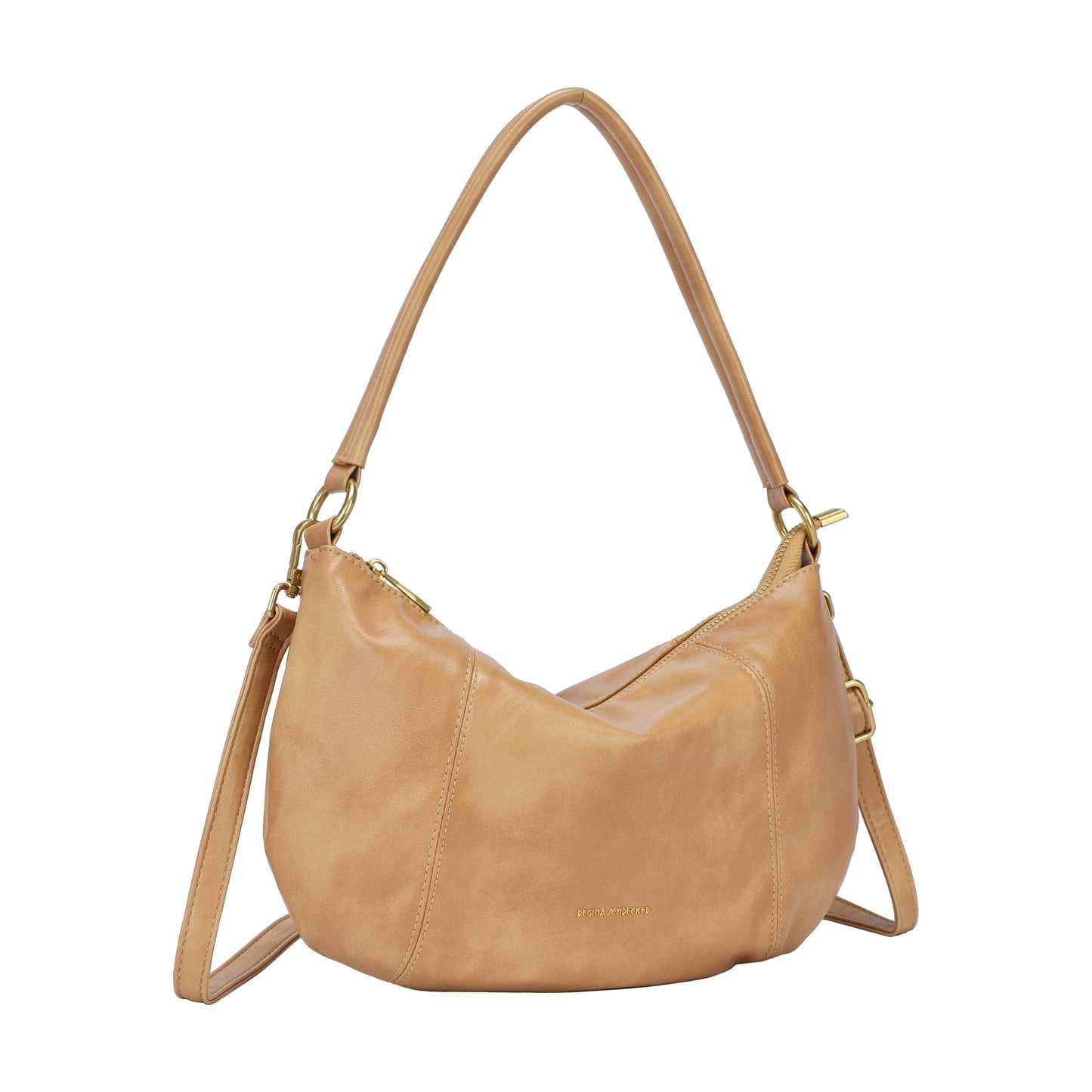 Bolso de hombro media luna liso con detalles de pespuntes en el mismo color - Moments by You