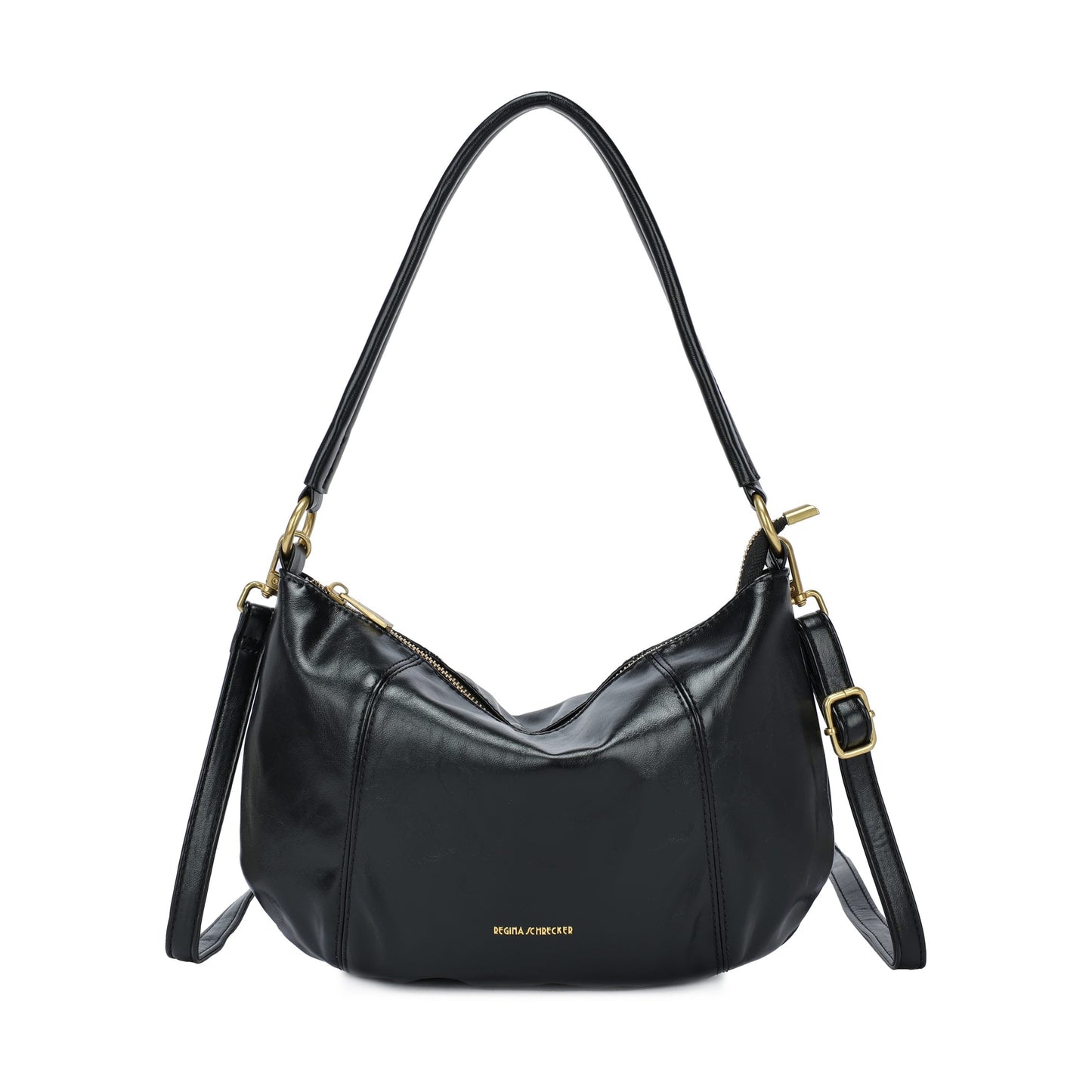Bolso de hombro media luna liso con detalles de pespuntes en el mismo color - Moments by You