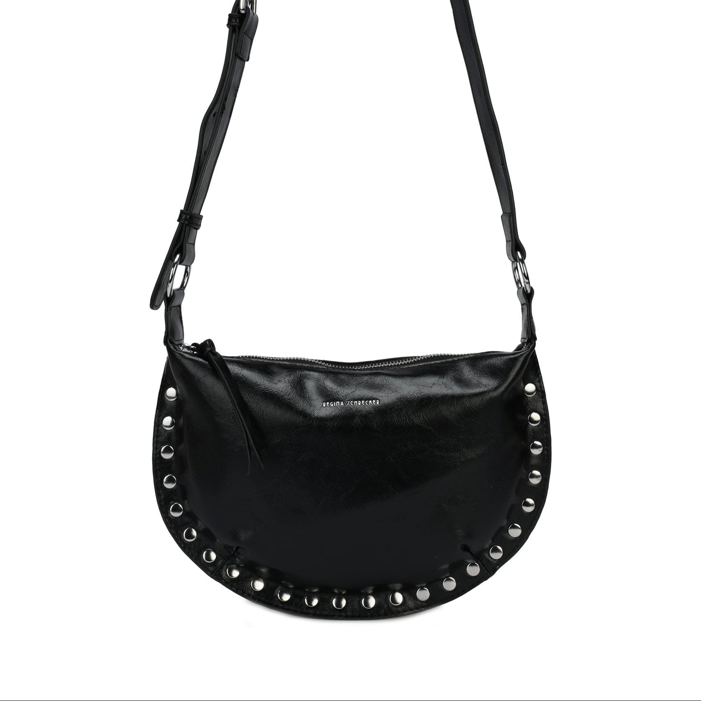 Bolso bandolera liso con tachuelas plata en los bordes