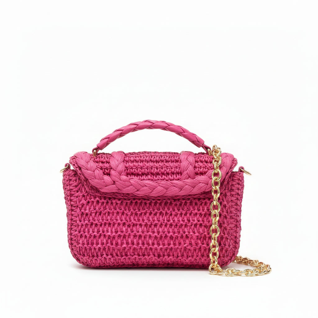 Bolso de hombro con un diseño trenzado de papel en color fucsia - Moments by You