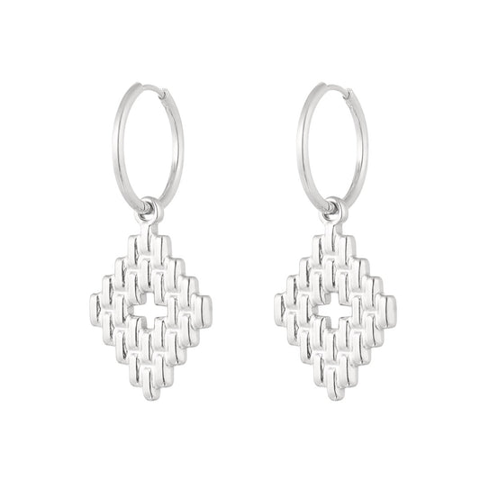 Boucles d'oreilles carrées châtaignes