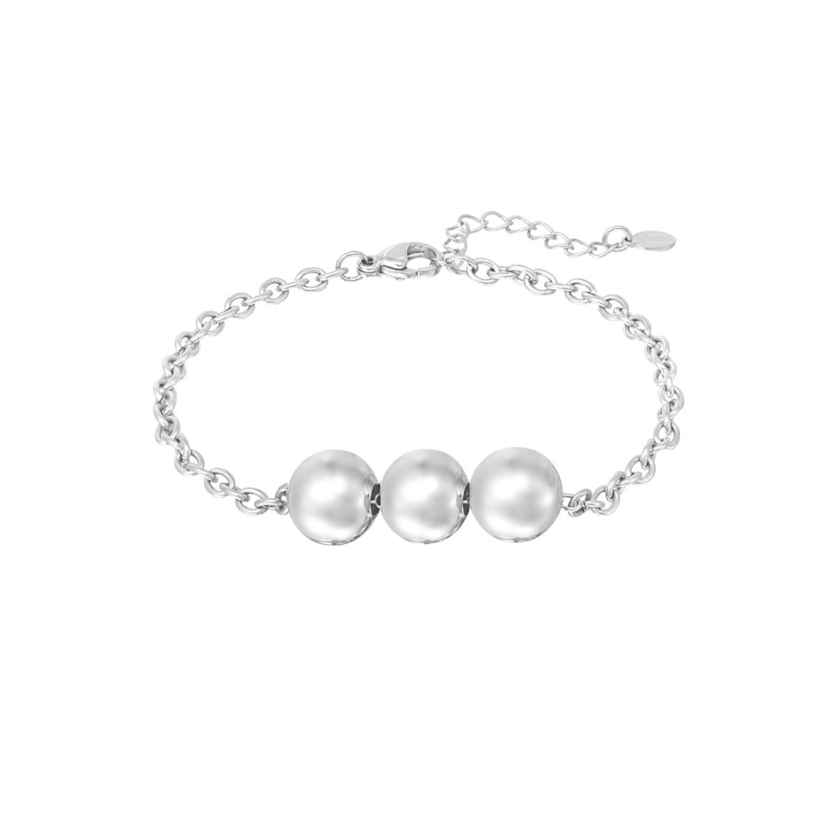 Pulsera de acero bolitas grandes acabado plata