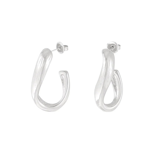 Boucles d'oreilles rhodiées spirales noires et argentées