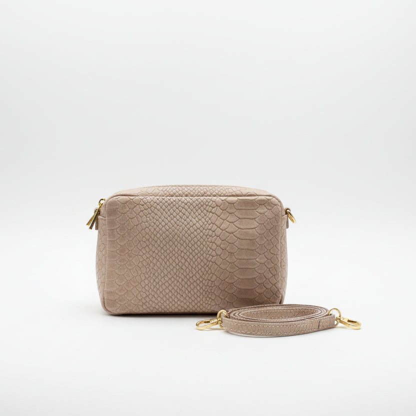 Bolso bandolera tipo cubo piel 100% vacuno efecto serpiente - Moments by You