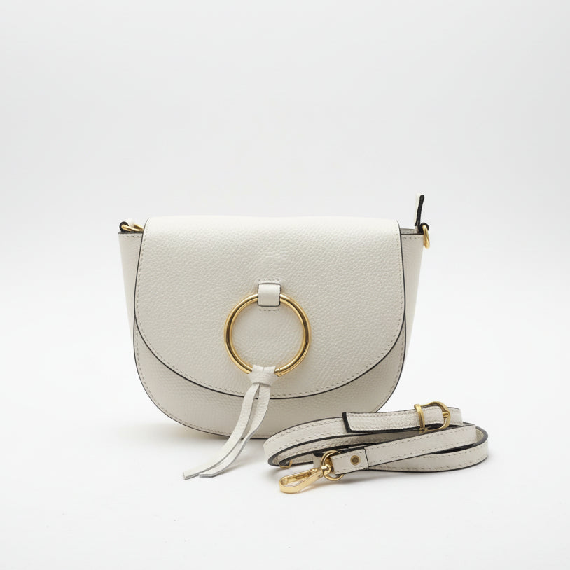 Bolso bandolera piel 100% vacuno forma oval y detalle dorado - Moments by You