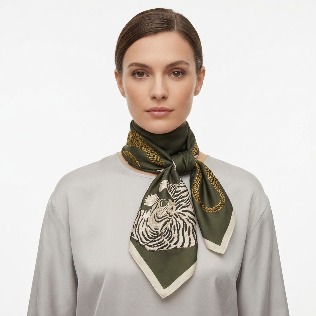 Pañuelo cuello diseño de felinos